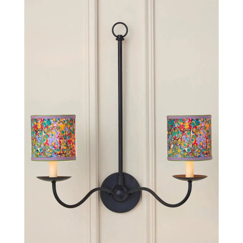 Marble Multi - Color Paper Drum Chandelier Shade - LOOMLAN - Currey & Co - Chandeliers