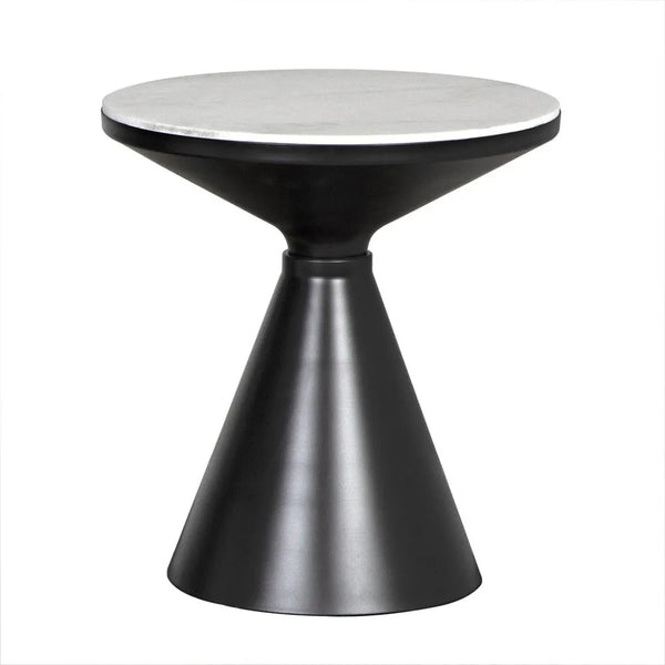 Marley Steel and Marble Round Side Table - LOOMLAN - Noir - Side Tables