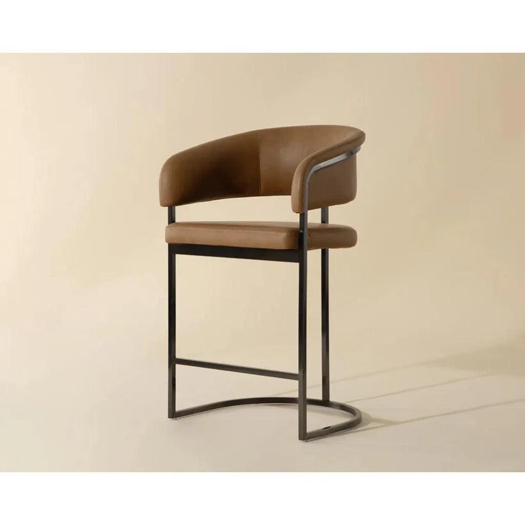 Marris Leather or Velvet Counter Stool - LOOMLAN - Counter Stools