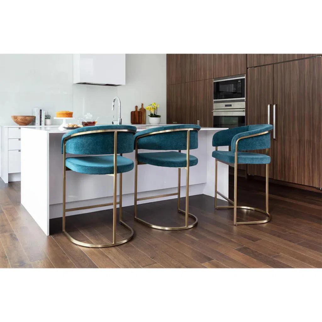 Marris Leather or Velvet Counter Stool - LOOMLAN - Counter Stools