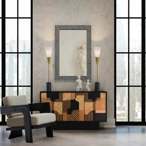 Martini Black Torchiere Table Lamp - LOOMLAN - Currey & Co - Table Lamps
