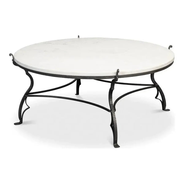 Marylin Square Coffee Table With Marble Top - LOOMLAN - Sarreid - Coffee Tables