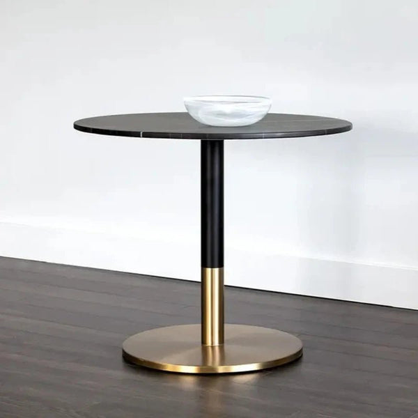 Massie Black Marble Top Round Bistro Table - LOOMLAN - SUNPAN - Dining Tables