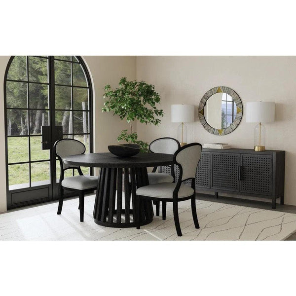 Mateo Wood Black Round Dining Table - LOOMLAN - Bassett Mirror - Dining Tables