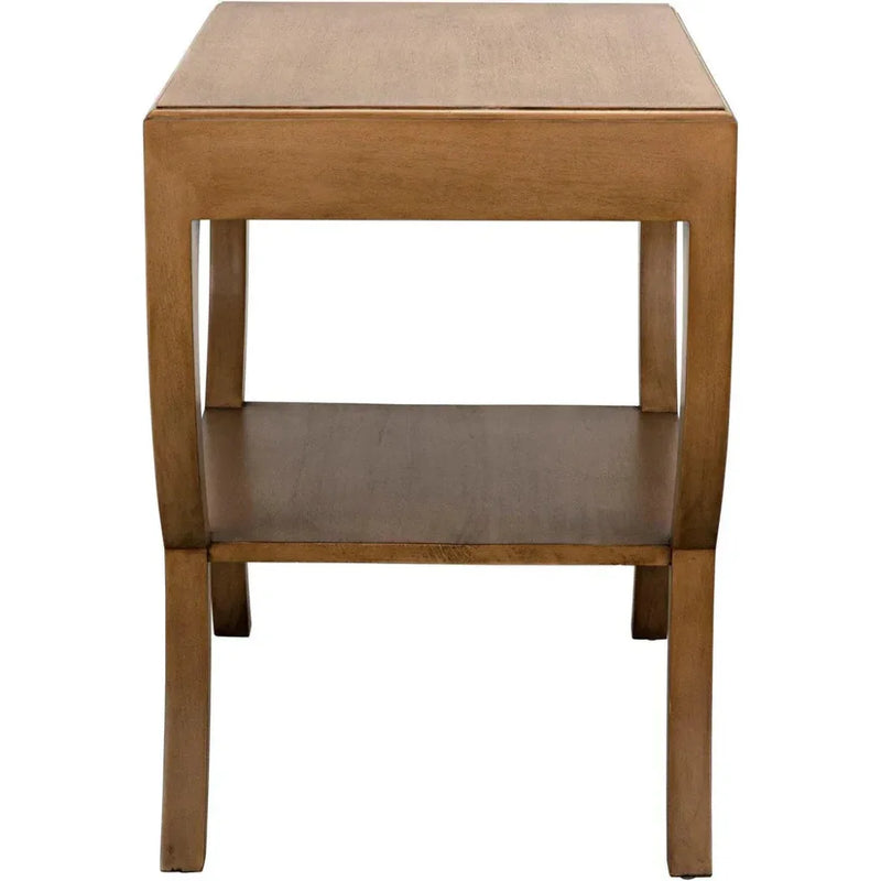 Maude Wood Saddle Brown Rectangle Side Table - LOOMLAN - Noir - Side Tables