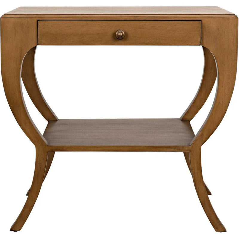 Maude Wood Saddle Brown Rectangle Side Table - LOOMLAN - Noir - Side Tables