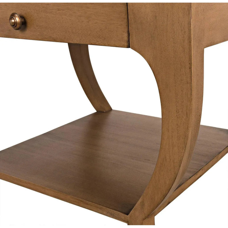 Maude Wood Saddle Brown Rectangle Side Table - LOOMLAN - Noir - Side Tables
