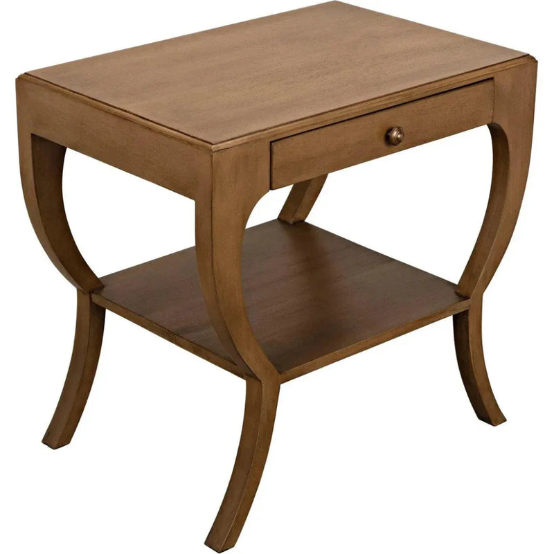 Maude Wood Saddle Brown Rectangle Side Table - LOOMLAN - Noir - Side Tables