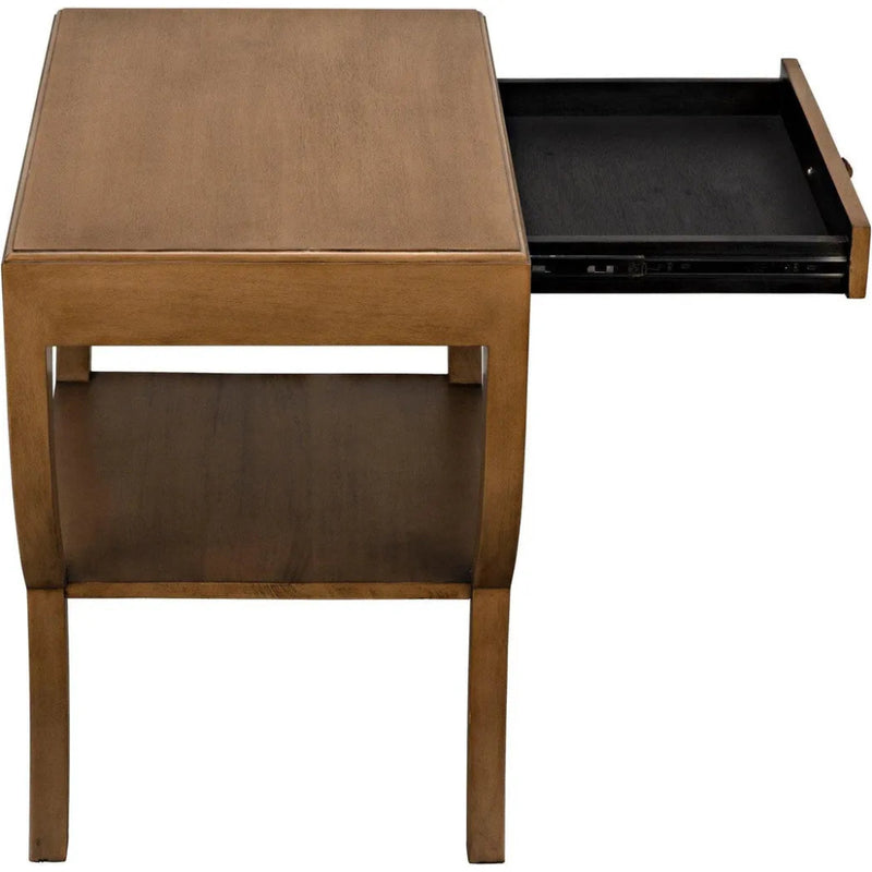 Maude Wood Saddle Brown Rectangle Side Table - LOOMLAN - Noir - Side Tables