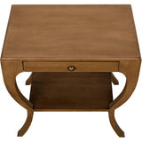 Maude Wood Saddle Brown Rectangle Side Table - LOOMLAN - Noir - Side Tables