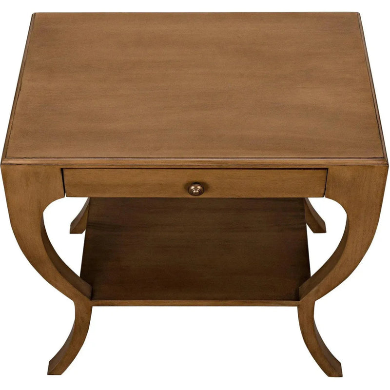 Maude Wood Saddle Brown Rectangle Side Table - LOOMLAN - Noir - Side Tables