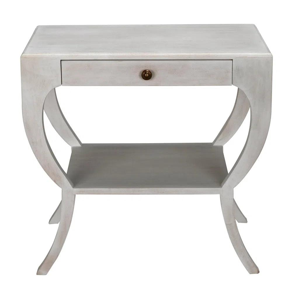 Maude Wooden White Rectangular Side Table - LOOMLAN - Noir - Side Tables