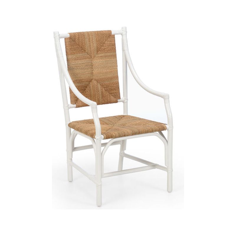 Mecklenburg White Rattan Frame Armless Chair - LOOMLAN - Chelsea House - Dining Chairs