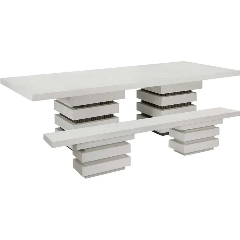 Meditation Rectangle White Outdoor Dining Table - LOOMLAN - Seasonal Living - Outdoor Dining Tables