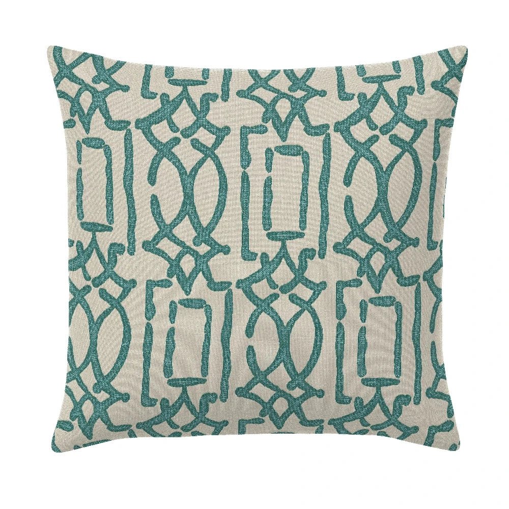 Meditation Turquoise Handmade Outdoor Pillow - LOOMLAN - Earnest Collection - Outdoor Pillows