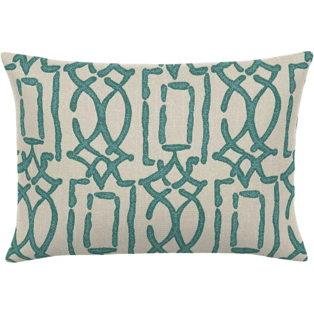 Meditation Turquoise Handmade Outdoor Pillow - LOOMLAN - Earnest Collection - Outdoor Pillows