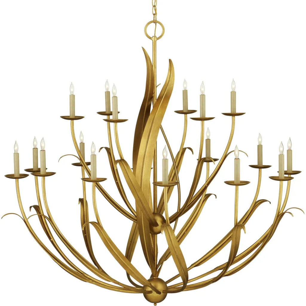 Menefee Large Gold Chandelier - LOOMLAN - Currey & Co - Chandeliers