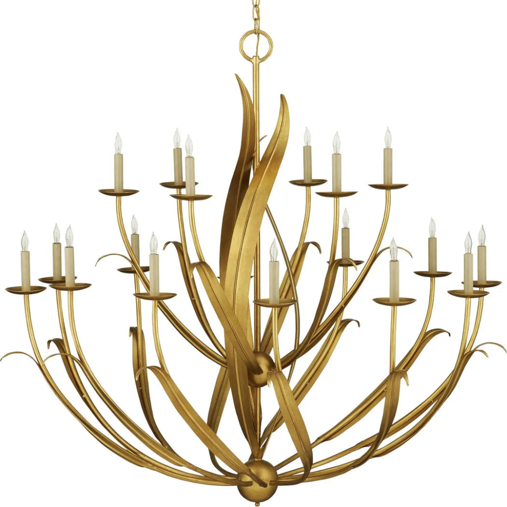 Menefee Large Gold Chandelier - LOOMLAN - Currey & Co - Chandeliers