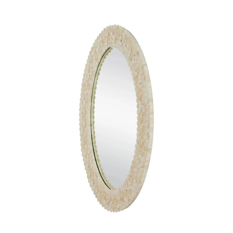 Merriam Ivory Oval Bone Frame Wall Mirror - LOOMLAN - Currey & Co - Wall Mirrors