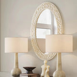 Merriam Ivory Oval Bone Frame Wall Mirror - LOOMLAN - Currey & Co - Wall Mirrors