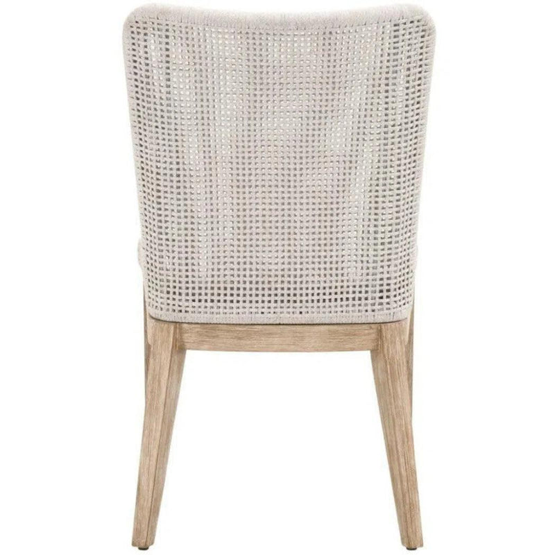 Mesh Dining Chair 2PC White Rope & Wood - LOOMLAN - Essentials For Living - Dining Chairs