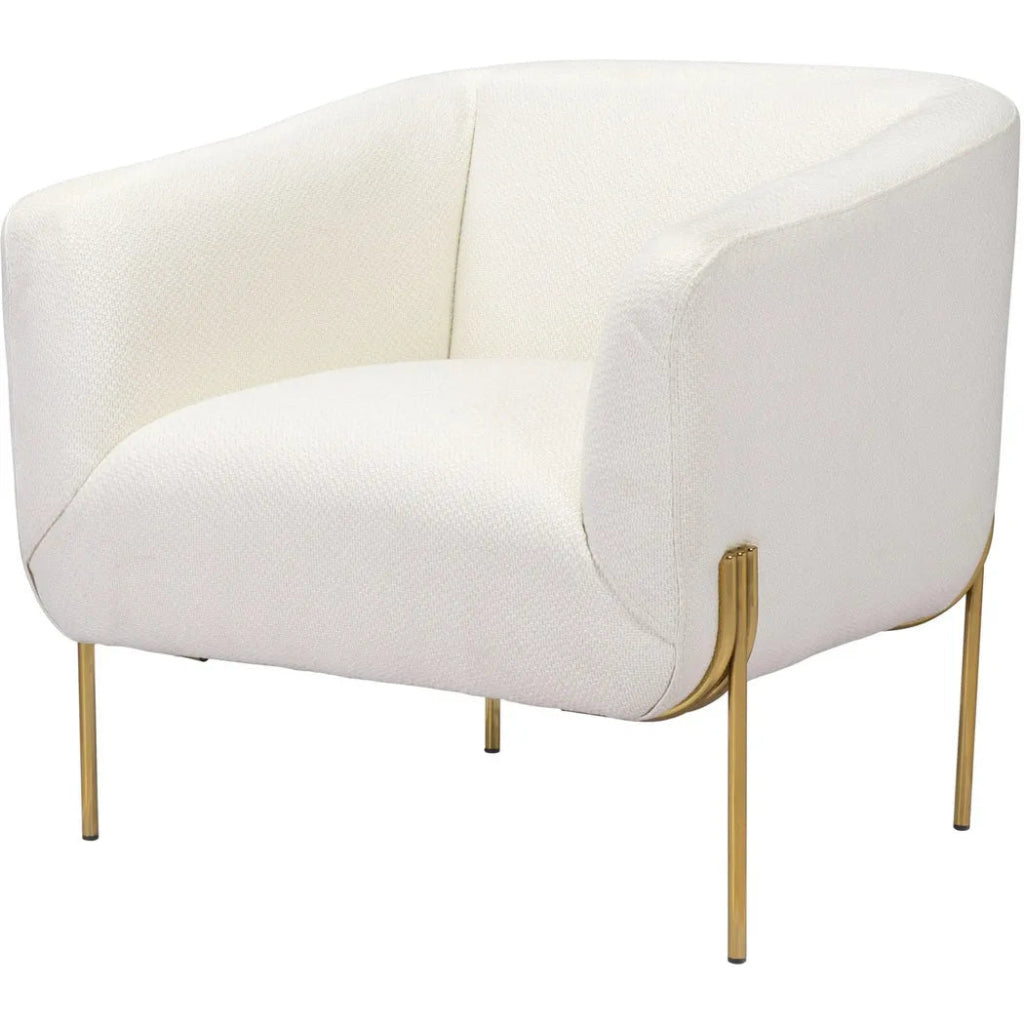 Micaela Arm Chair Ivory & Gold - LOOMLAN - Zuo Modern - Club Chairs