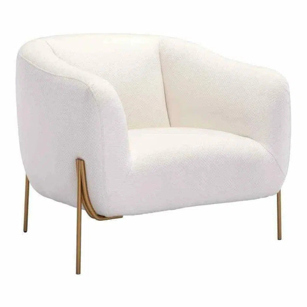 Micaela Arm Chair Ivory & Gold - LOOMLAN - Zuo Modern - Club Chairs