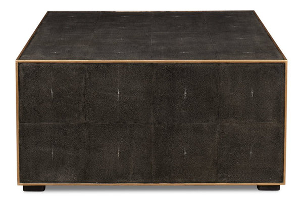 Midnight Embossed Leather Coffee Table - LOOMLAN - Sarreid - Coffee Tables