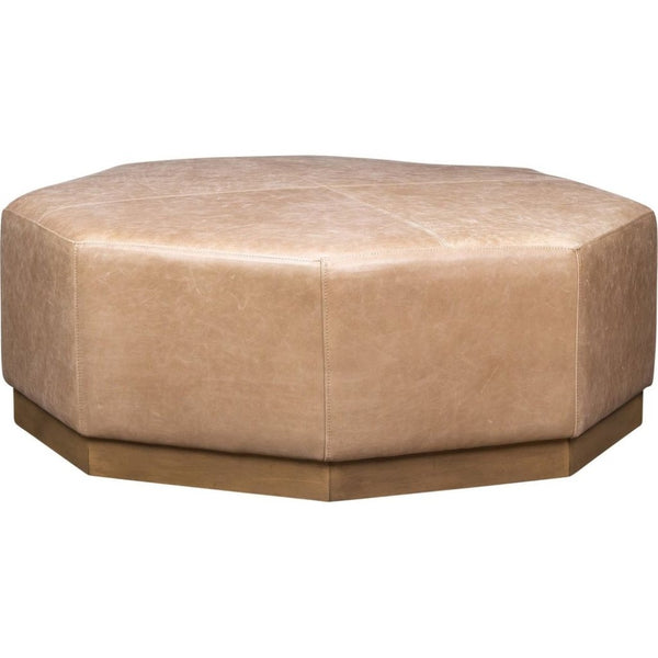 Mingle Leather In Collins Celadon Ottoman - LOOMLAN - Olivia + Quinn - Ottomans