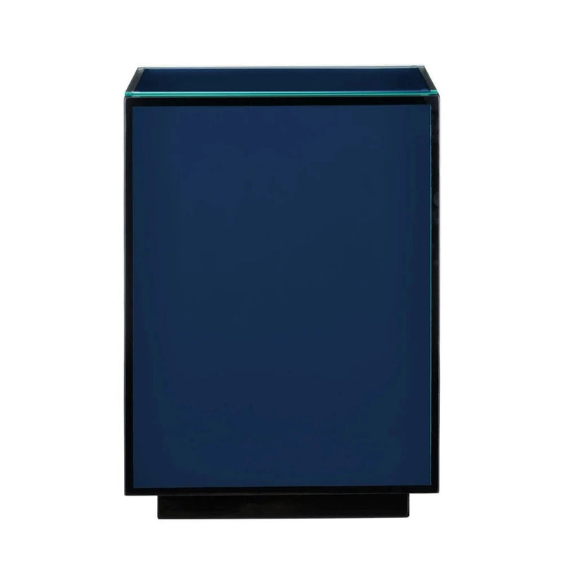 Modern Lacquer Glass Top Side Table - LOOMLAN - Currey & Co - Side Tables