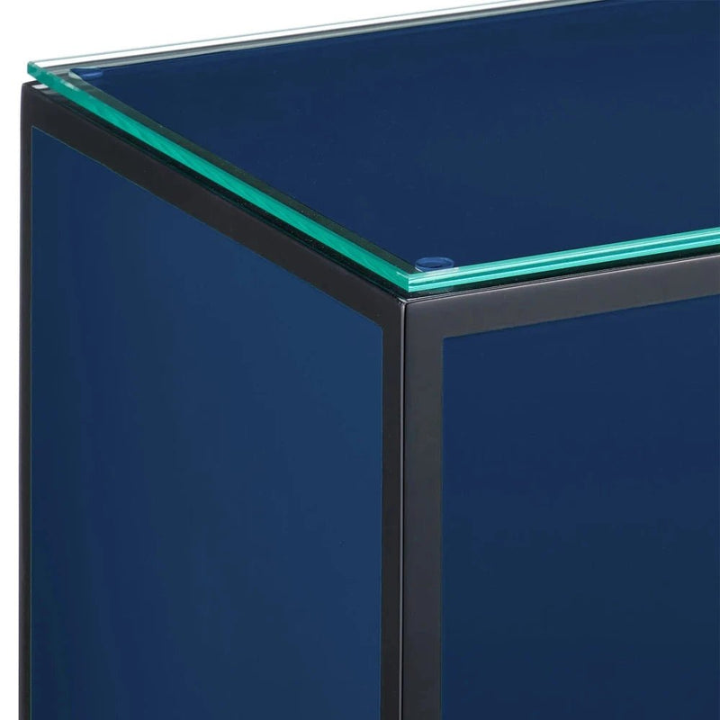 Modern Lacquer Glass Top Side Table - LOOMLAN - Currey & Co - Side Tables