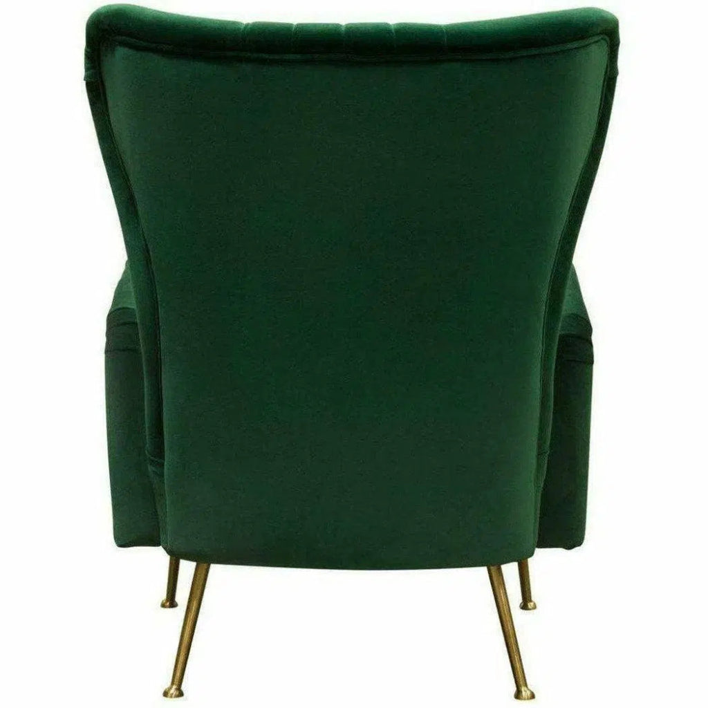 Modern Wingback Armchair Green Velvet - LOOMLAN - Diamond Sofa - Club Chairs