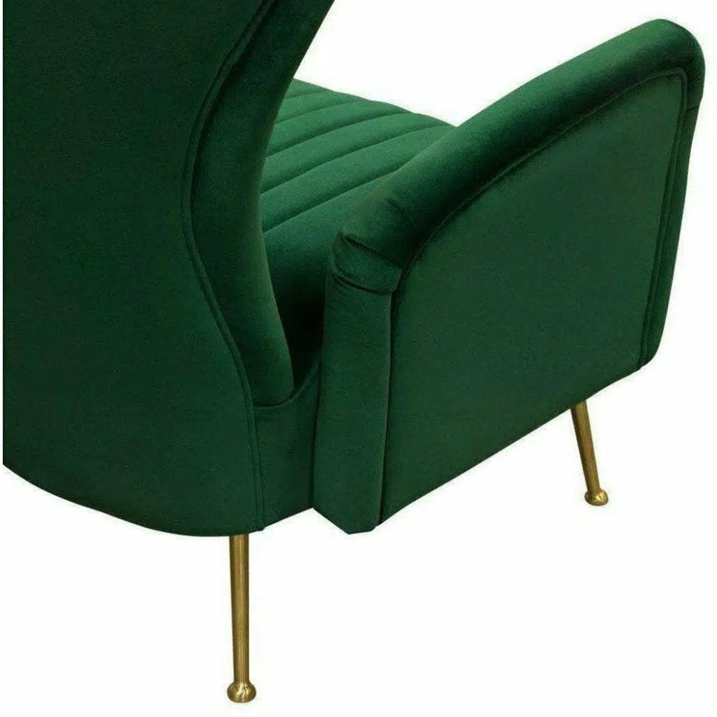 Modern Wingback Armchair Green Velvet - LOOMLAN - Diamond Sofa - Club Chairs