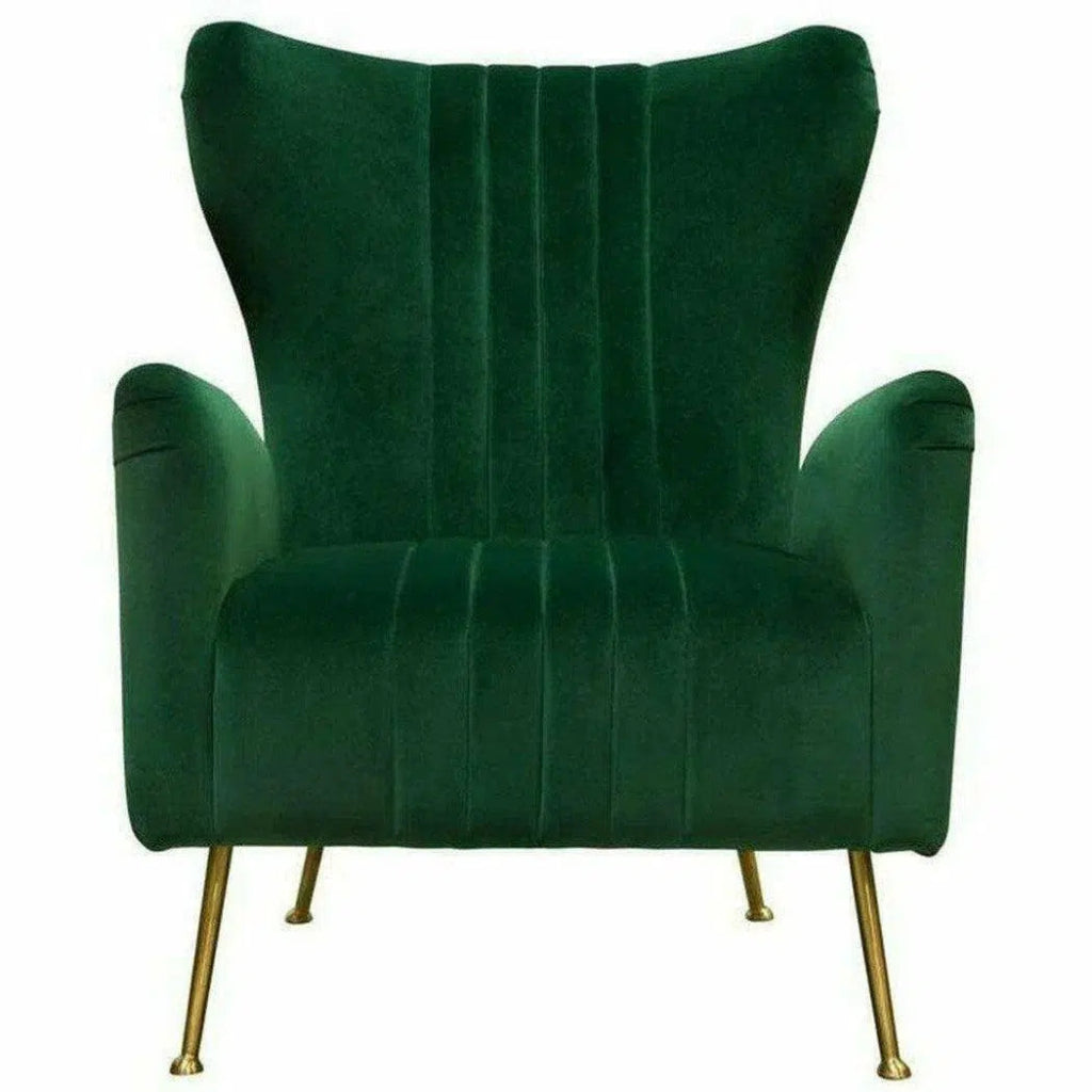 Modern Wingback Armchair Green Velvet - LOOMLAN - Diamond Sofa - Club Chairs