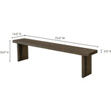 Monterey Rustic Solid Pine Wood Dining Bench - LOOMLAN - Moe's Home - Dining Benches