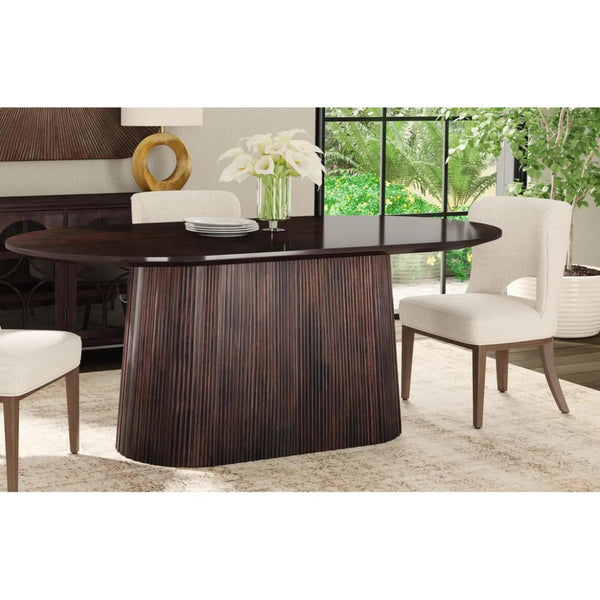 Morlando Wood Black Geometric Dining Table - LOOMLAN - Bassett Mirror - Dining Tables