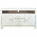 Mosaic White TV Stand Cabinet 3 Drawers - LOOMLAN - LOOMLAN - TV Stands & Media Centers