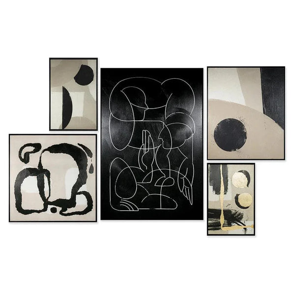 Multiple Lives Set Of 5 Black Floater Luxe Art - LOOMLAN - SUNPAN - Canvas Art