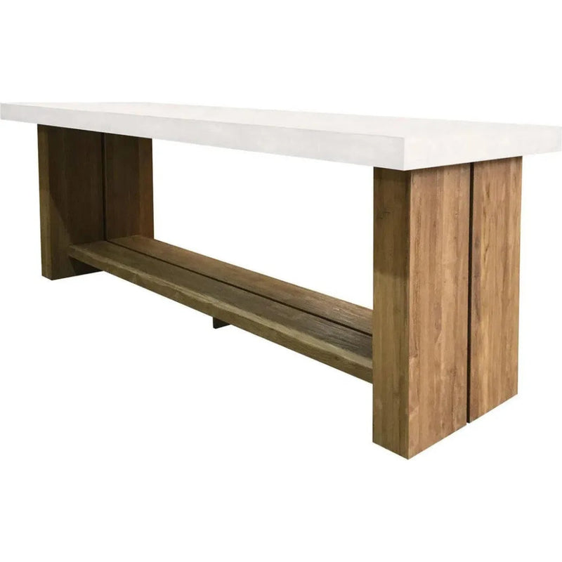 Mykonos Teak & Concrete White Outdoor Bar Table - LOOMLAN - Seasonal Living - Outdoor Dining Tables