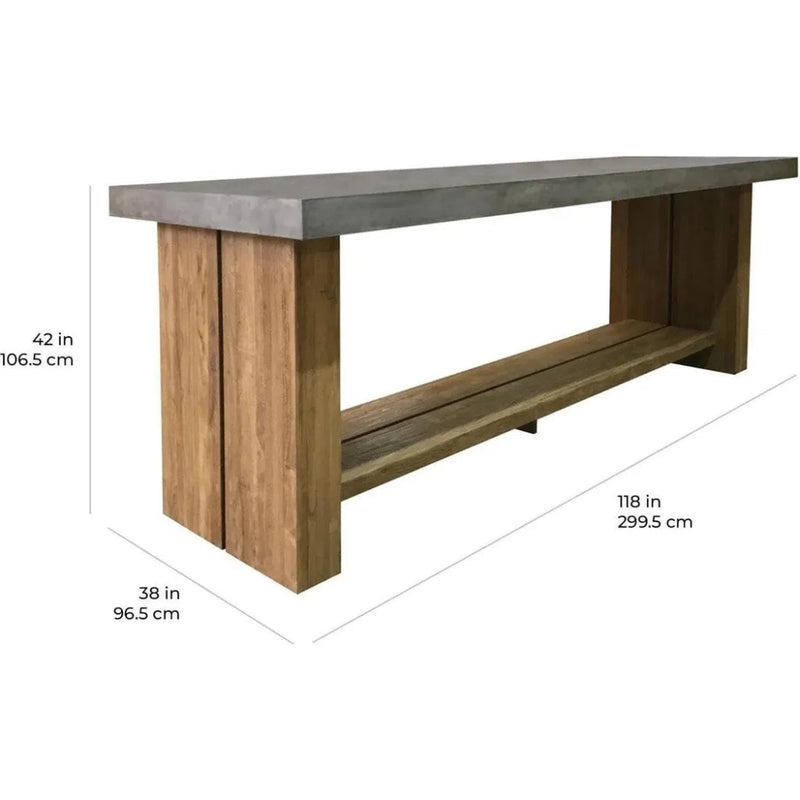 Mykonos Teak & Concrete White Outdoor Bar Table - LOOMLAN - Seasonal Living - Outdoor Dining Tables