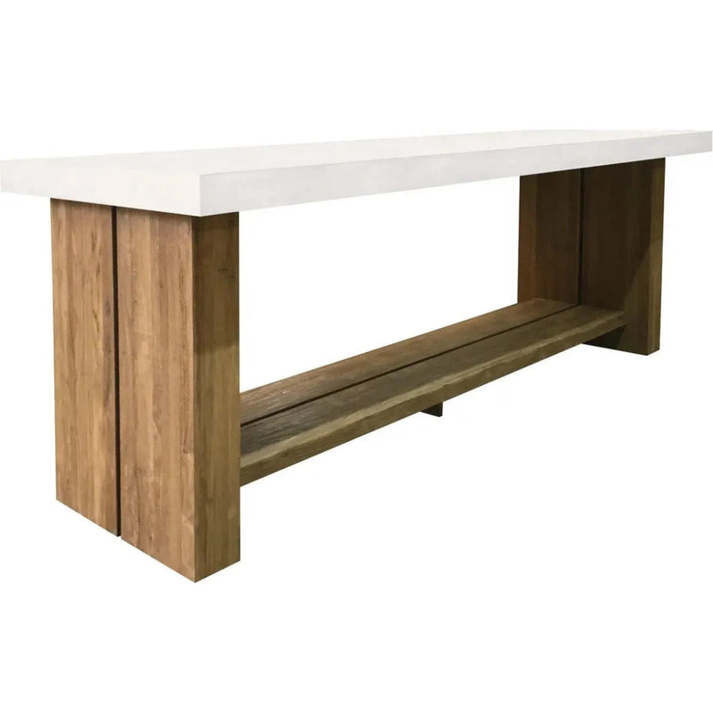 Mykonos Teak & Concrete White Outdoor Bar Table - LOOMLAN - Seasonal Living - Outdoor Dining Tables