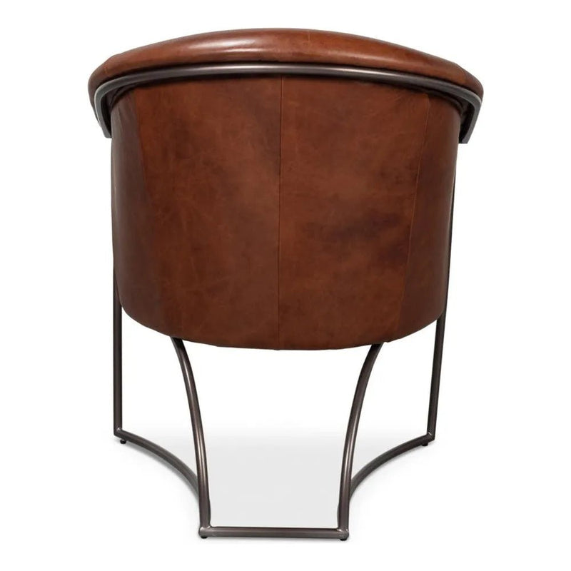 Nagel Leather Upholstery Leather Chair - LOOMLAN - Sarreid - Accent Chairs