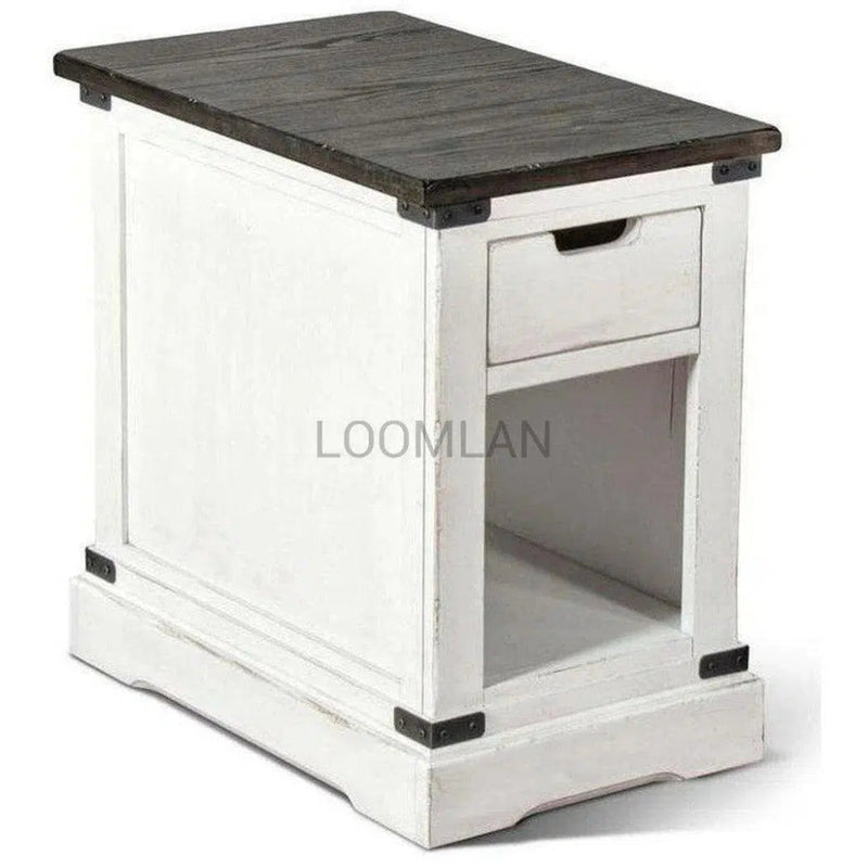 Narrow Wood End Table 1 Drawer - LOOMLAN - Sunny D - Side Tables