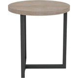 Natural Brown Round Side Table Wood Metal Base - LOOMLAN - LH Imports - Side Tables