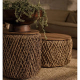 Natural Brown Round Side Table Wood Wood Base - LOOMLAN - LH Imports - Side Tables