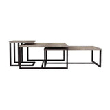 Natural Brown Square Coffee Table Wood Metal Base - LOOMLAN - LH Imports - Coffee Tables