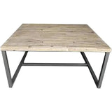 Natural Brown Square Coffee Table Wood Metal Base - LOOMLAN - LH Imports - Coffee Tables