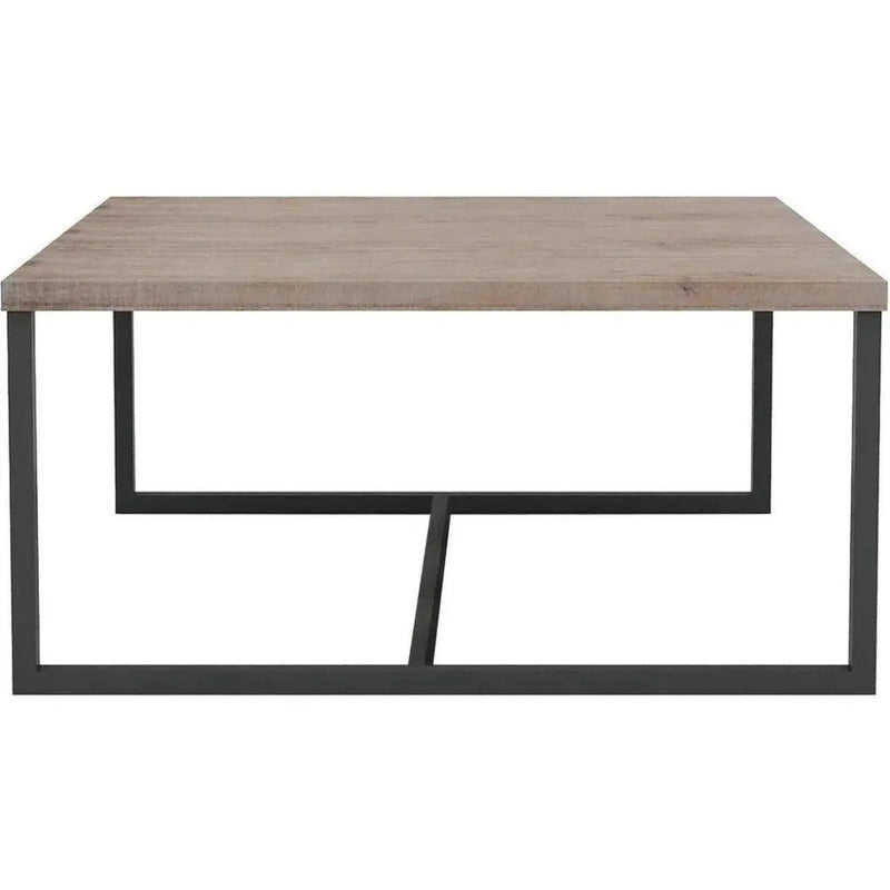 Natural Brown Square Coffee Table Wood Metal Base - LOOMLAN - LH Imports - Coffee Tables