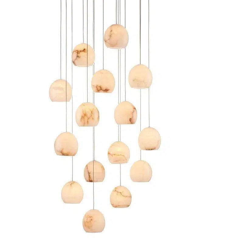 Natural Lazio Round 15 - Light Multi - Drop Pendant - LOOMLAN - Currey & Co - Pendants