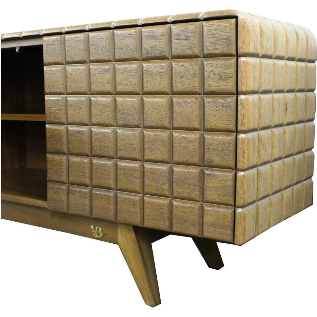 Natural Tone HandSquare Credenza Sideboard for Entryway - LOOMLAN - Victor Betancourt - Sideboards